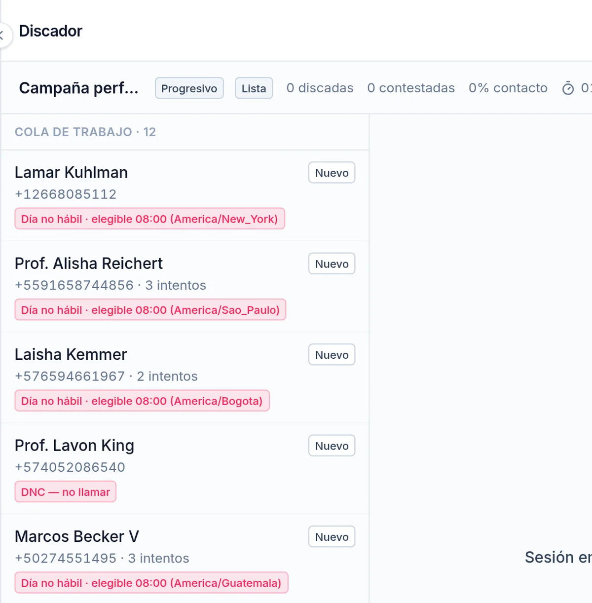 Documentación: Discador (power dialer): cómo arma la cola y cómo avanza cada llamada