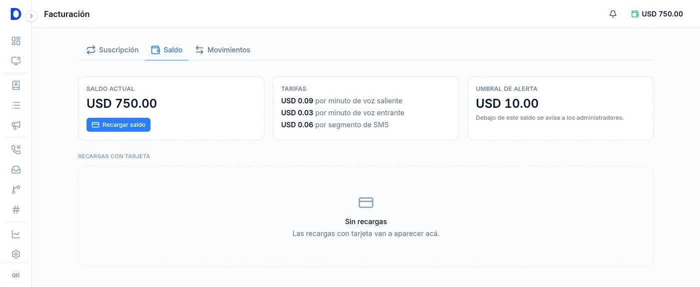 Documentación: Facturación y saldo: qué se cobra, y cómo se mide